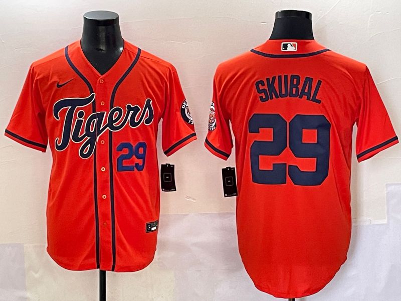 Men 2025 Detroit Tigers #29 Skubal Orange Game Nike MLB Jersey style 3